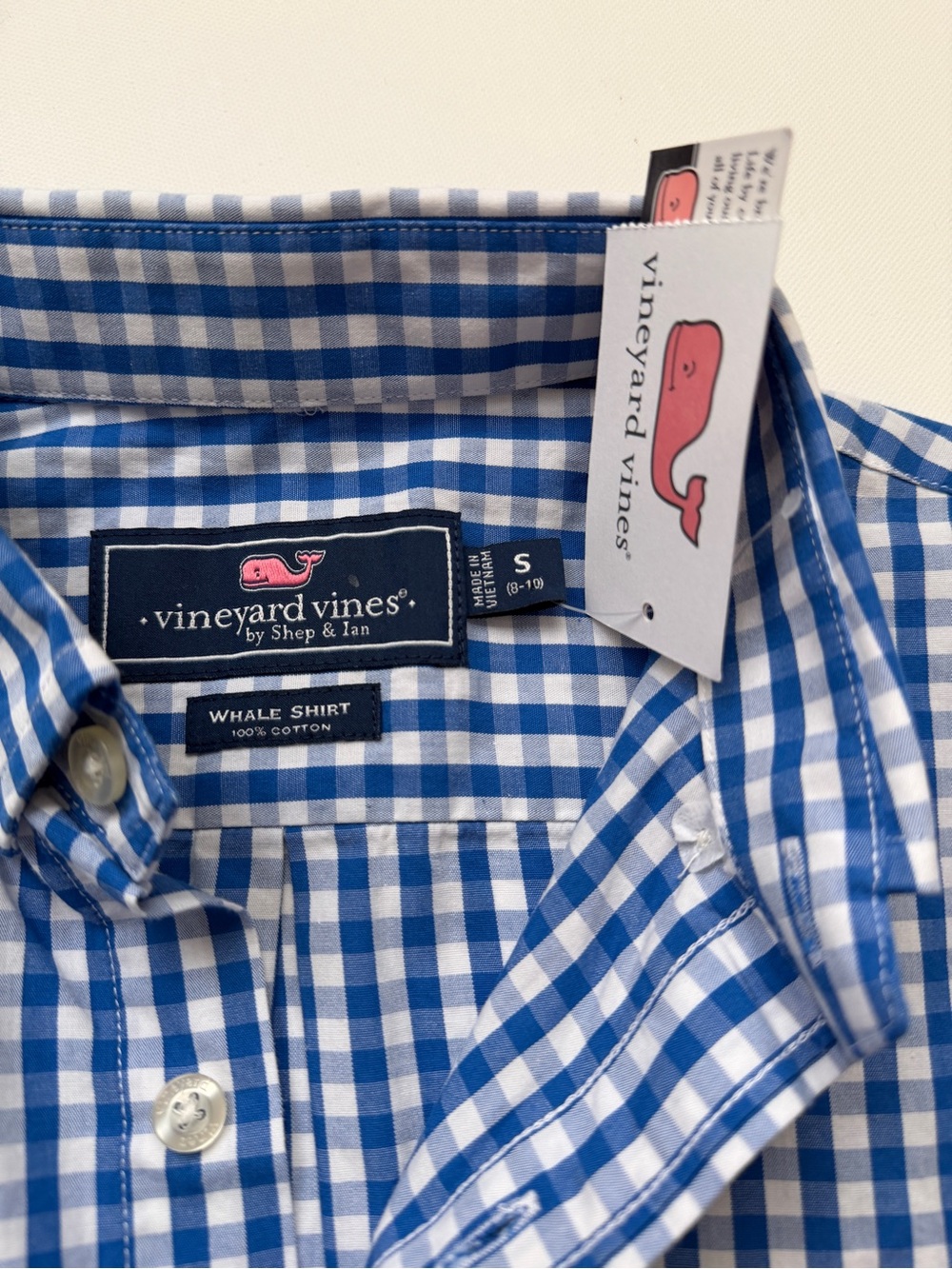 Vineyard Vines Boys Blue Gingham Button-Down Shirt - Picture 3 of 4